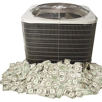 Money in front of an air conditioner